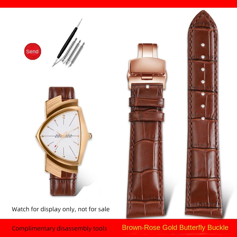 Men's personalized leather watch strap, watch band, custom accessory, Hamilton VENTURA Series, H24515551, H24515591, 21mm