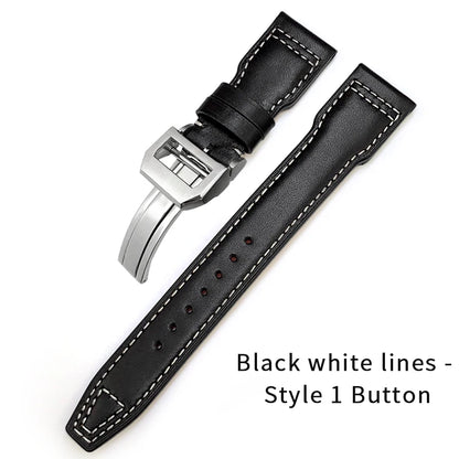 Bracelet de montre en cuir véritable de vache épais, 20mm 21mm 22mm, pour montres IWC Big Pilot IW3777 IW3270 IW3881 IW5009