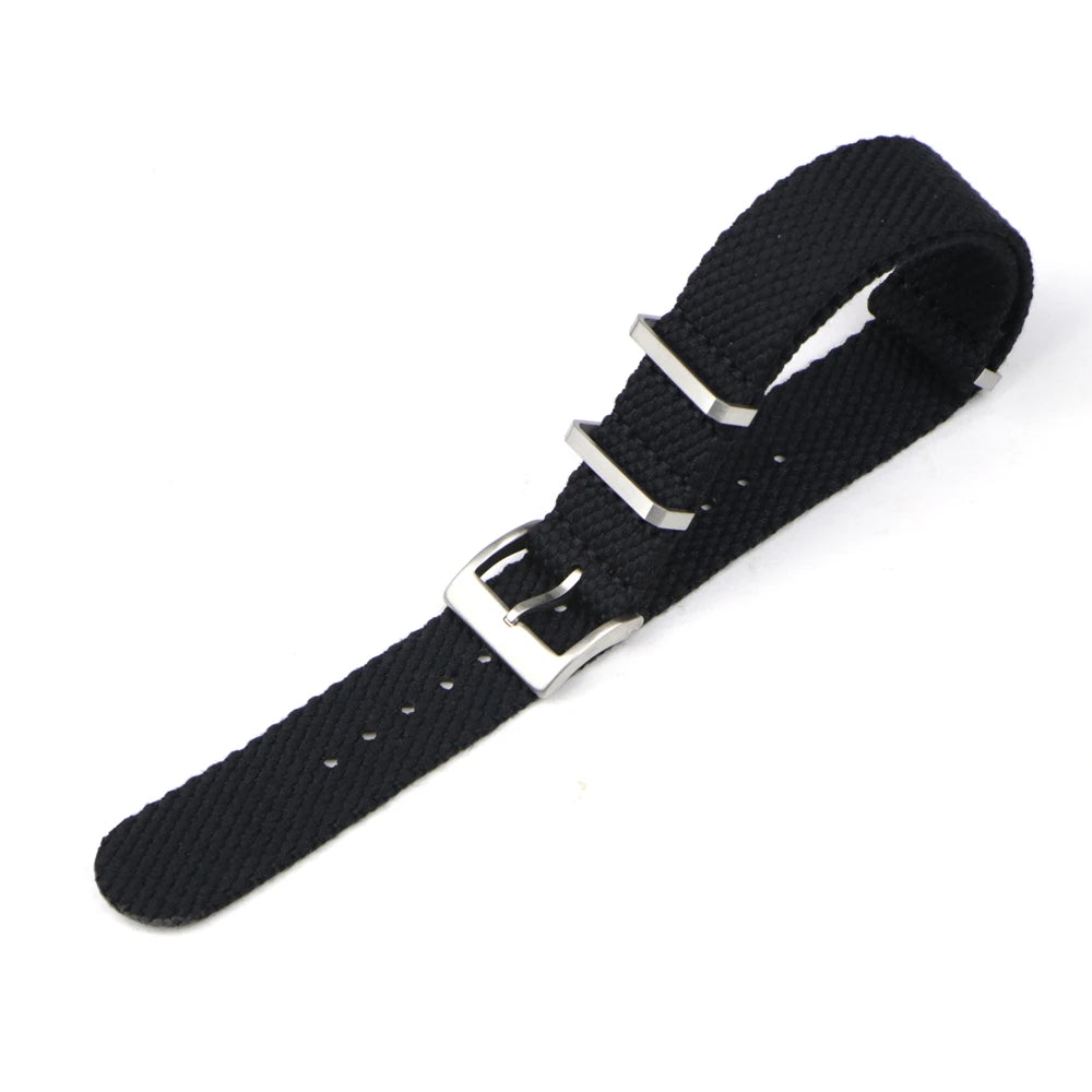 Bracelet en Nylon mélangé de coton doux 20mm 22mm bracelet de montre Vintage noir marron bracelet ceinture avec acier inoxydable