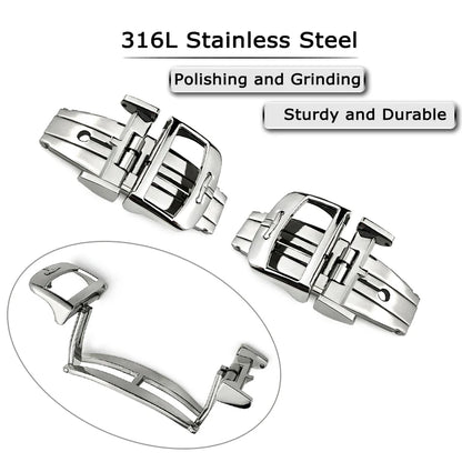 316L Stainless Steel Butterfly Clasp, 18mm, for Jaeger LeCoultre Master, Leather Watch Strap, Rose Gold, Buckle Accessories