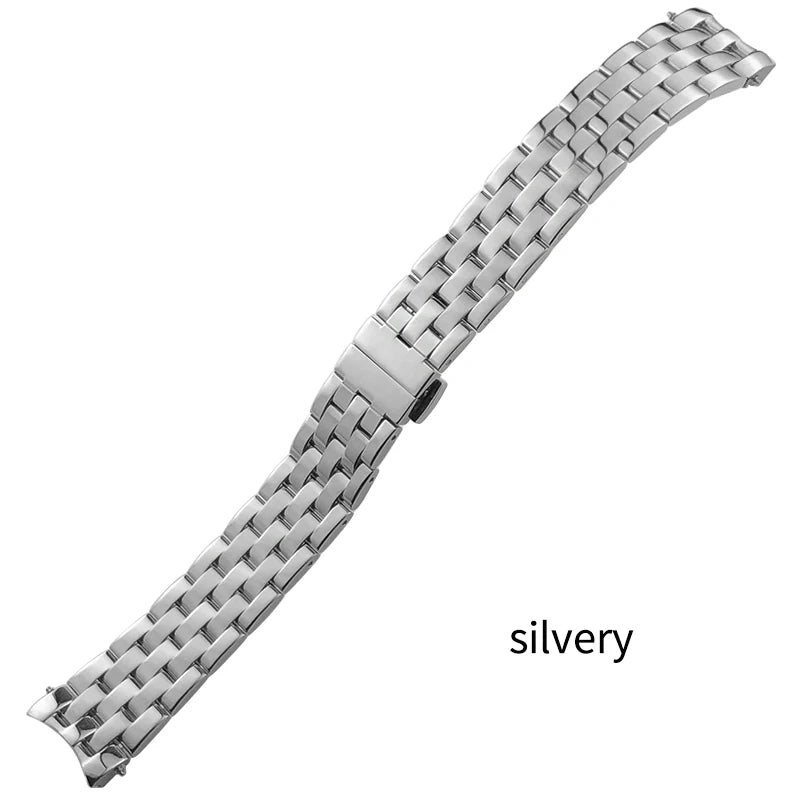 Cinturino per orologio da 18 mm in acciaio inossidabile con estremità curva per MIDO BARONCELLI M007 M007207A, bracciale in metallo massiccio color oro rosa argento da donna