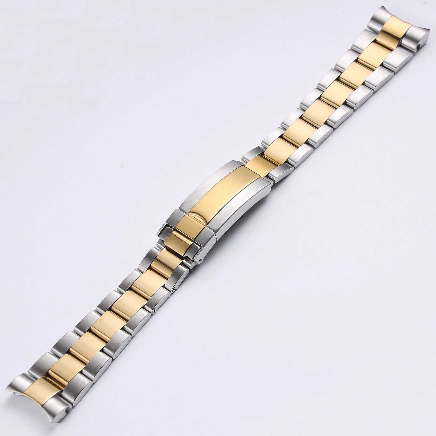 Bracelet de montre en acier inoxydable massif argenté et or rose de 20 mm et 21 mm pour Rolex Submariner Daytona, avec fermoir déployant en métal