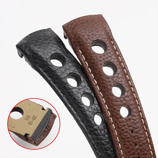 Tissot T044 レーシングシリーズ T044430A T044417用 1853 20mm カーフレザー製カーブエンド時計バンド（バタフライバックル付き）メンズ用
