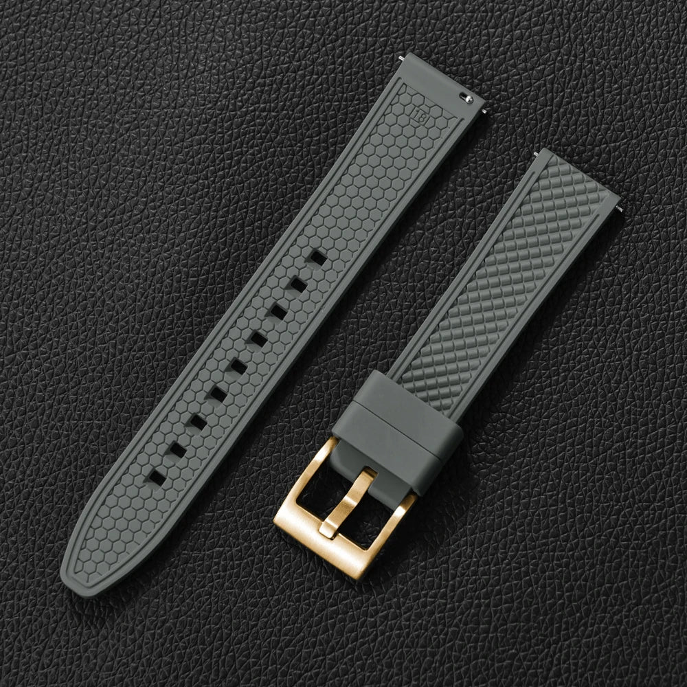 Bracelet en caoutchouc fluoré FKM, 18mm 20mm 22mm 24mm, Bracelet de montre à dégagement rapide pour plongée Omega Seiko Tissot Rolex, ceinture universelle
