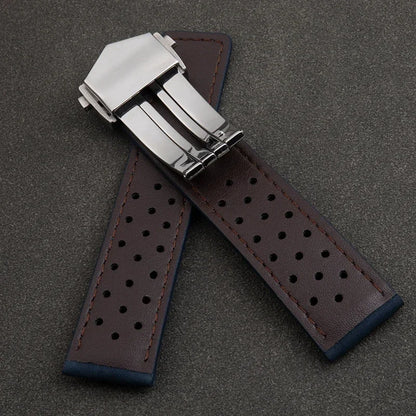 Cinturino per orologio in pelle di vacchetta morbida e satinata, 20/22/24mm, per cinturino TAG HEUER CARERA AQUARACER Monaco F1, fibbia pieghevole in acciaio