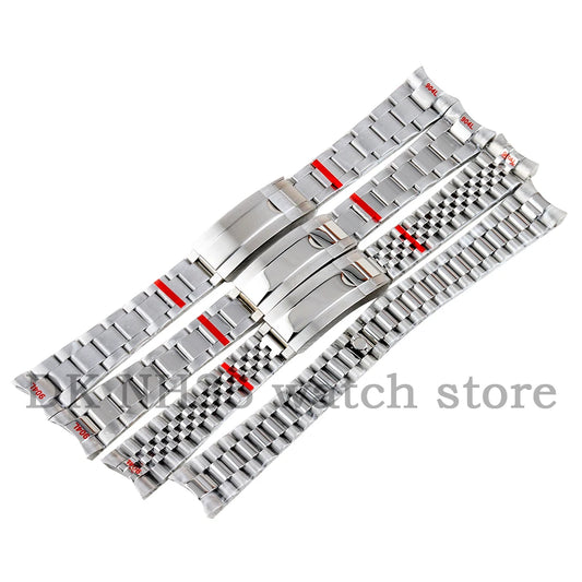 Bracelet de montre en acier inoxydable massif, argent 316L, 20mm, boucle pliante, adapté au boîtier de montre Sub Log NH35 NH36, Bracelet présidentiel/huître
