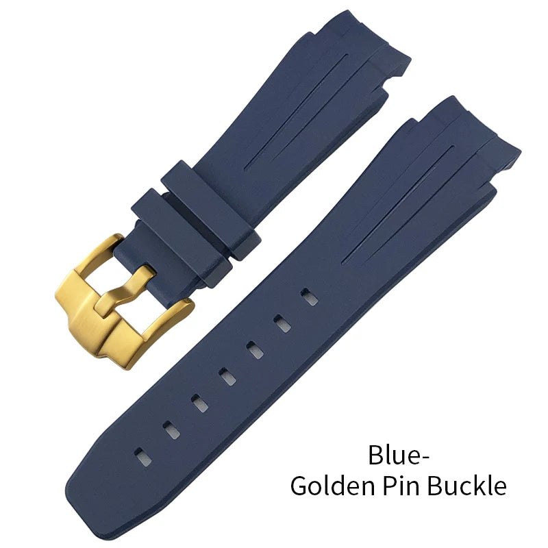 Cinturino per orologio in gomma siliconica concava convessa da 21 mm con estremità curva per Rolex DEEPSEA Sea-Dweller 126660, cinturino sportivo da immersione blu nero, strumenti inclusi