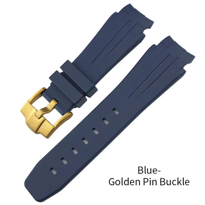 Cinturino per orologio in gomma siliconica concava convessa da 21 mm con estremità curva per Rolex DEEPSEA Sea-Dweller 126660, cinturino sportivo da immersione blu nero, strumenti inclusi