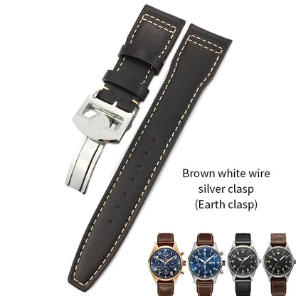Bracelet de montre en cuir de vache de haute qualité, 20mm 21mm 22mm, adapté à IWC Big Pilot Spitfir Mark 18 Portfino, bracelet de montre noir en cuir de veau