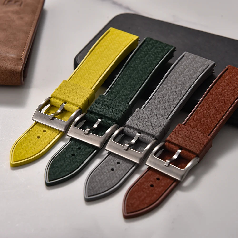 20MM 22MM supprime des bracelets de montre en caoutchouc fluoroélastomère/FKM mosaïque pour hommes femmes-bracelet de Sport étanche de remplacement à dégagement rapide