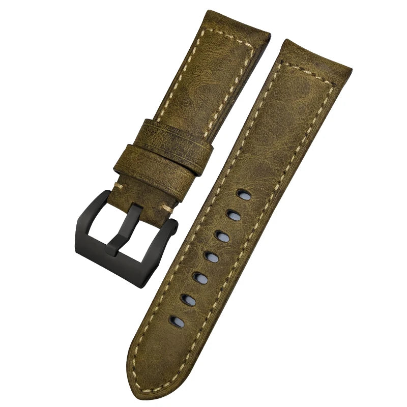 Bracelet de montre en cuir véritable, 24mm 26mm, pour Panerai LUMINOR PAM111 PAM 441, Style rétro, fait à la main