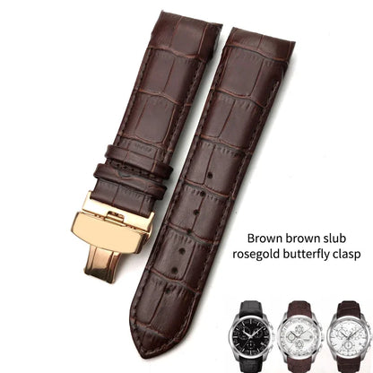 Cinturino per orologio in vera pelle 22mm 23mm 24mm adatto per Tissot T 035617 T035 cinturino in pelle di vacchetta nera fibbia deployante uomo