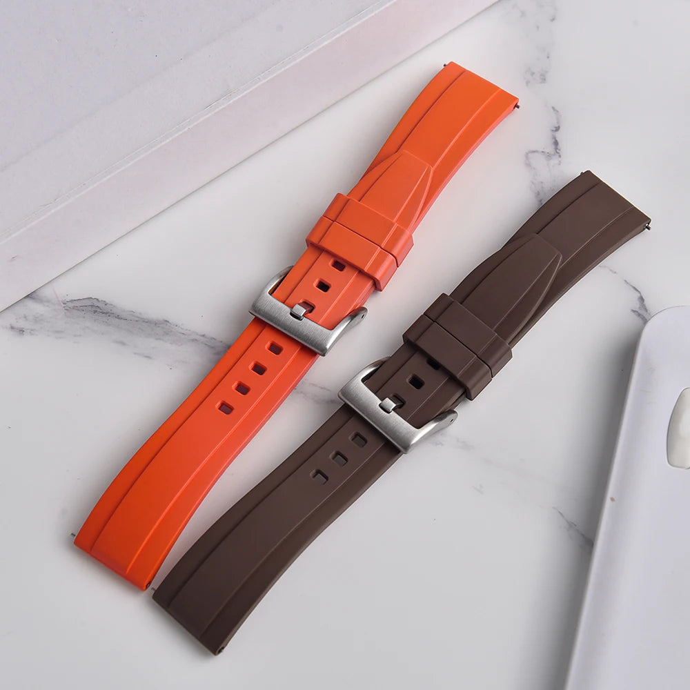 Nouveau Design bracelets de montre en caoutchouc FKM avion à extrémité droite 18mm 20mm 22mm 24mm bracelets de montre unisexe souples de plongée étanche à dégagement rapide