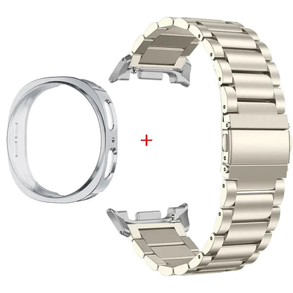 Stainless Steel Watch Band + Case for Samsung Galaxy Watch 8 40mm 44mm, Full Cover Metal Strap