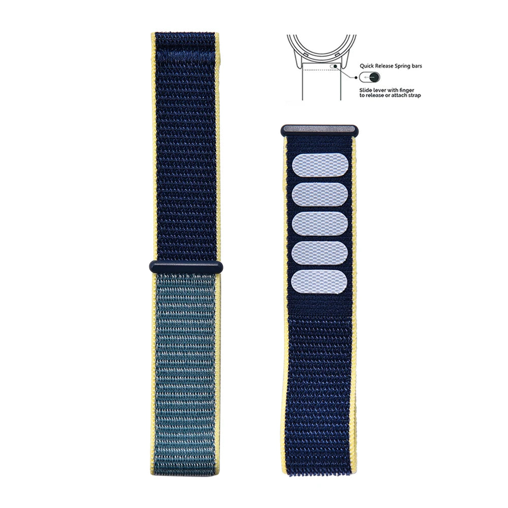 New Design Adjustable Quick Release Hook Buckle Watch Straps 20mm 22mm Bands for Comfortable Nylon Bracelet Elastic Nylon Watch Bands