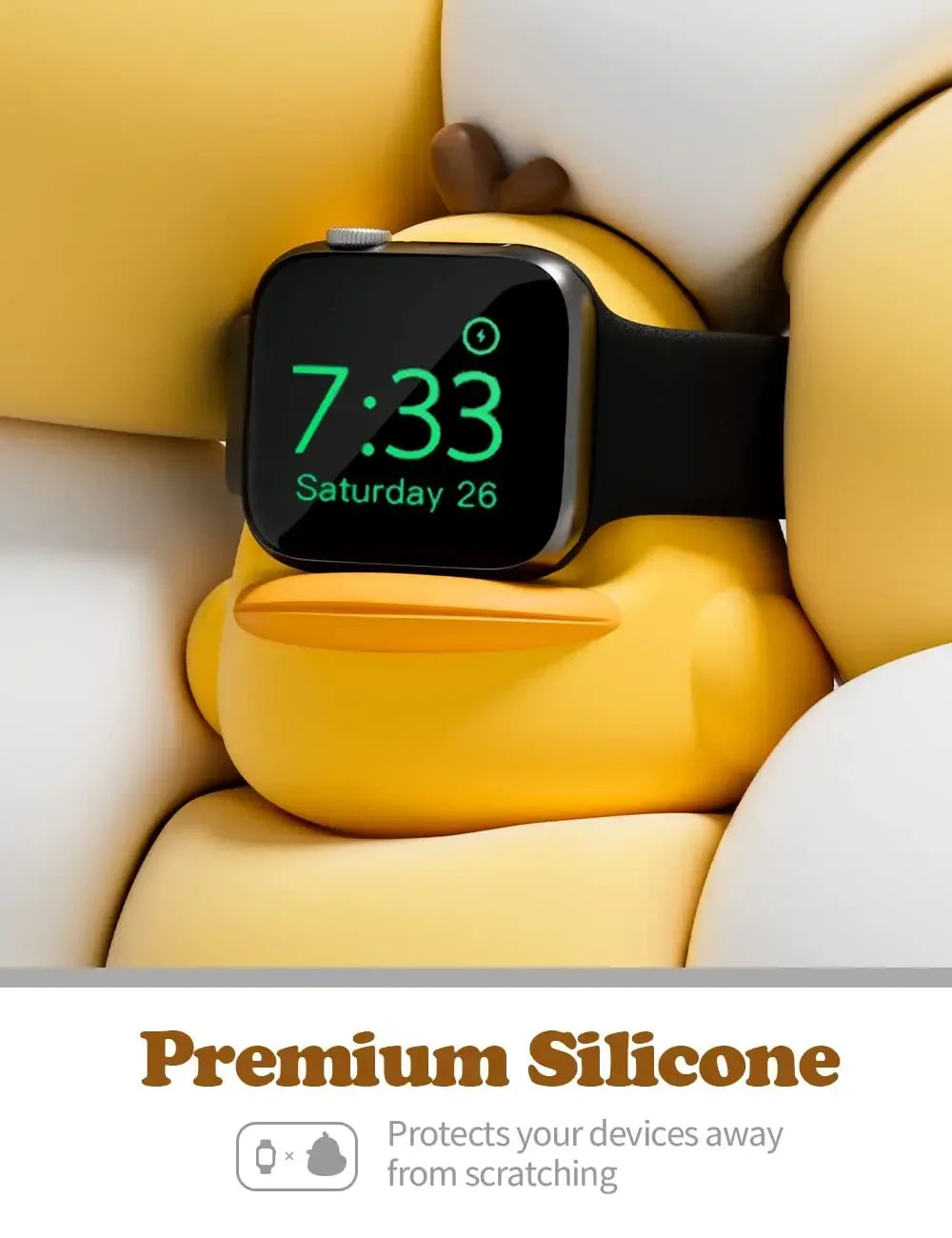 Support de chargeur mignon pour Apple Watch série 49/45/44/42/41/40/38mm IWatch Ultra2/Ultra/9/8/SE2/7/6/SE/5/4/3/2/1, station d'accueil en Silicone