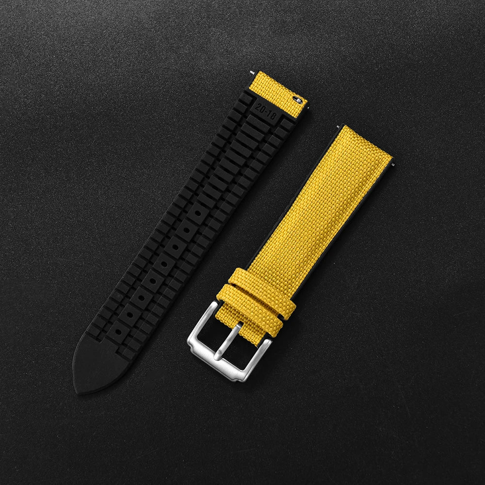 Bracelet en caoutchouc pour tissu voile, nouveau Design, bracelets de montre étanches à dégagement rapide, 18mm 19mm 20mm 21mm 22mm, bracelet en toile et Nylon