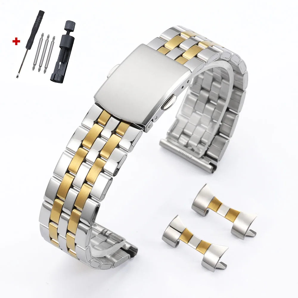 Bracelet de montre en acier inoxydable, 12mm 14mm 16mm 18mm 20mm 22mm 24mm, Bracelet métallique universel pour hommes et femmes, remplacement des sangles à boucle pliante