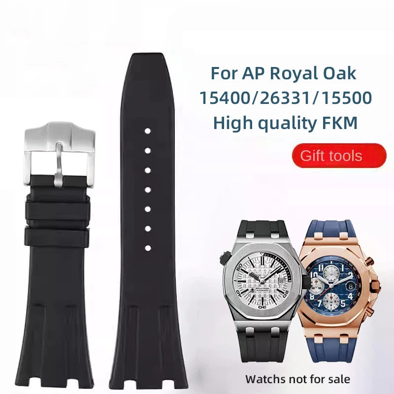 Cinturino per orologio FKM AP 26mm per Audemars Piguet Royal Oak adattatore metallico + cinturino 15400 26331 15500 cinturino in gomma fluorurata AP terminale a maglie