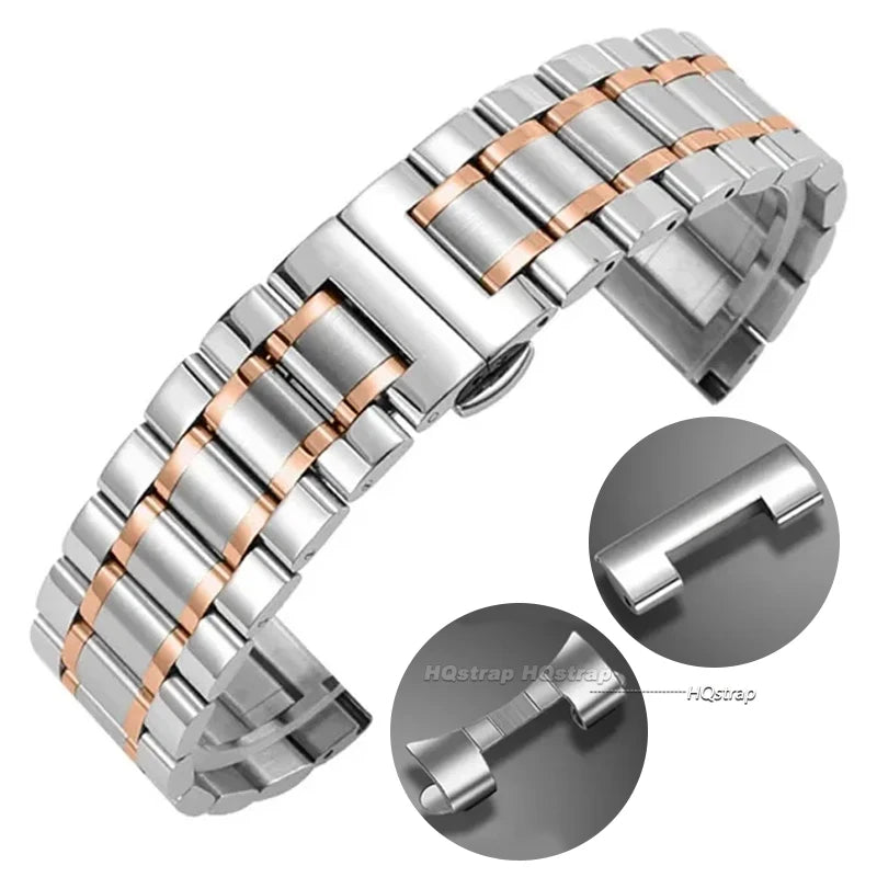 Bracciale per orologio in acciaio inossidabile con estremità curva 16mm 17mm 18mm 19mm 20mm 21mm 22mm 23mm 24mm Cinturino in acciaio Bracciale in metallo