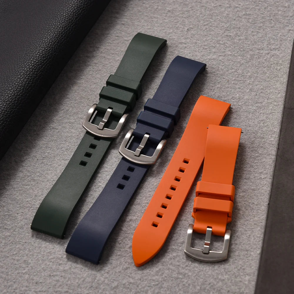 18/19/20/21/22/23/24mm FKM Rubber Watch Strap Diving Sports Quick Release Rubber Bracelet for Tissot/Seiko/Omega Watch Band
