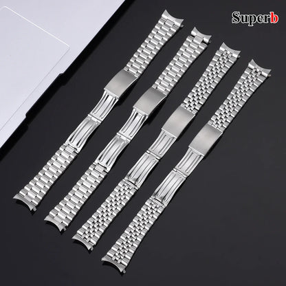 Bracelet en acier inoxydable massif 18mm/20mm, extrémités courbées, pour montres sport et affaires, hommes et femmes, compatible Rolex Datejust