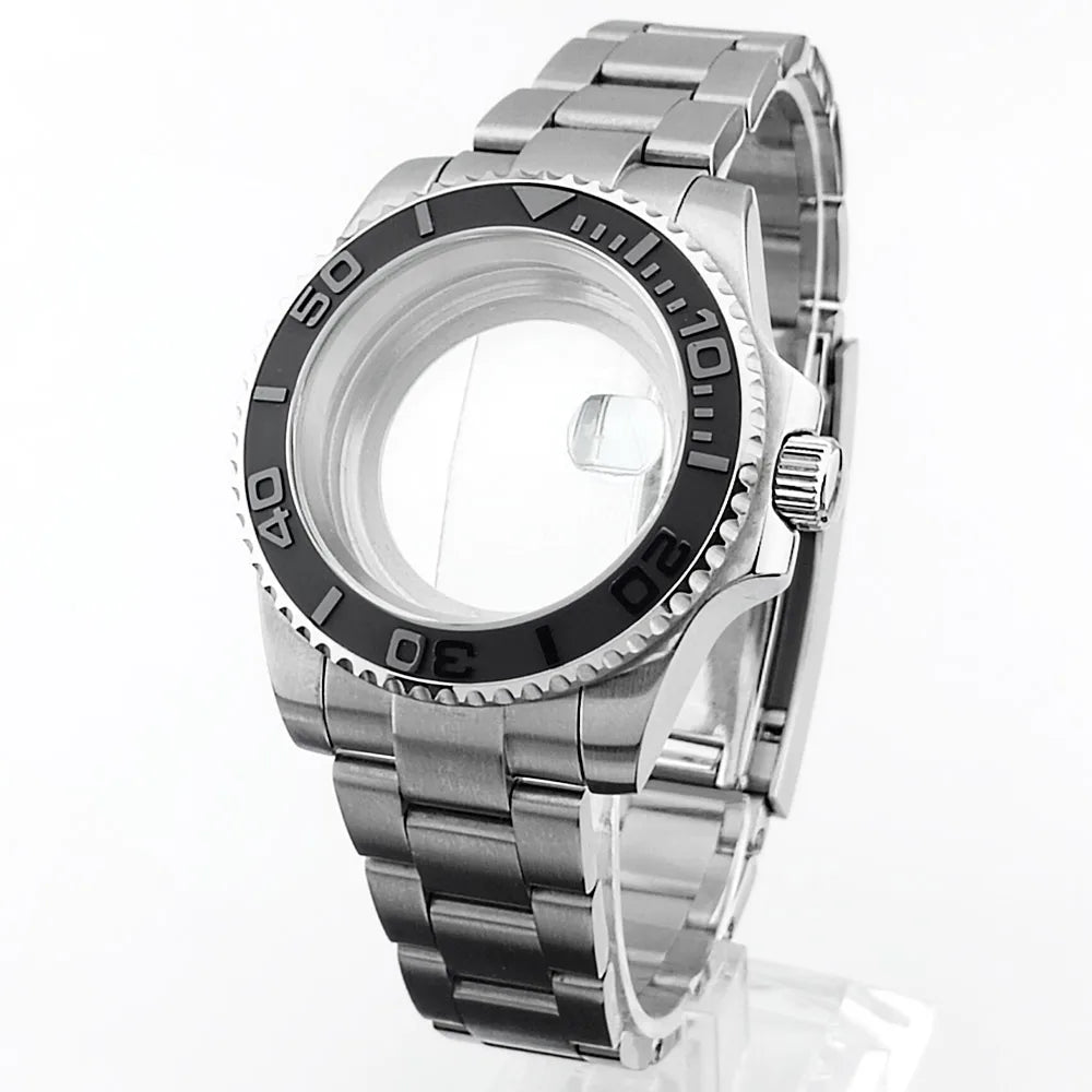    40.5mm sous-montre verre saphir boîtier en métal ajustement NH35/36/38 mouvement ajustement 28.5mm cadran pièces de montre accessoires boîte de montre bande