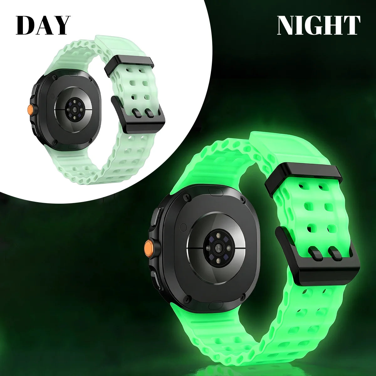 Cinturino per orologio sportivo luminoso in silicone Ocean per Samsung Galaxy Watch 8 9 40/44 mm 8 Classic 46 mm, cinturino di ricambio unisex
