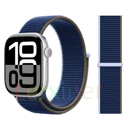 适用于 Apple Watch 46mm 44mm 45mm 40mm 41mm 42mm 的尼龙回环表带，适配 iWatch 系列 11 10 9 SE 8 7 6 5 4 Ultra 3 2 49mm