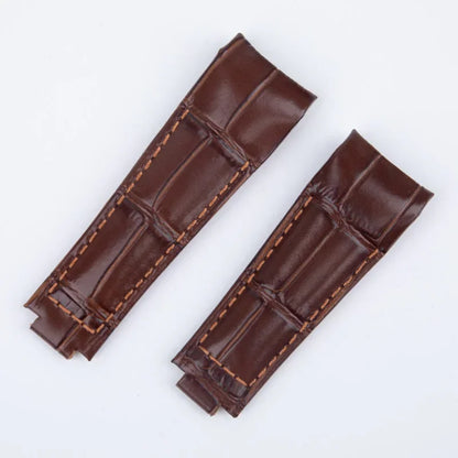 20mm Curved End Watch Band for Rolex Daytona Submariner GMT Master, Glidelock Clasp, Genuine Leather