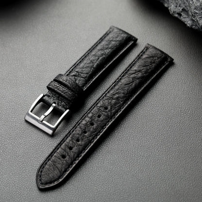 Cinturino in pelle di struzzo fatto a mano, 18 19 20 21 22MM, nero, blu, marrone, pelle morbida, stile retrò, cinturino per orologio da uomo