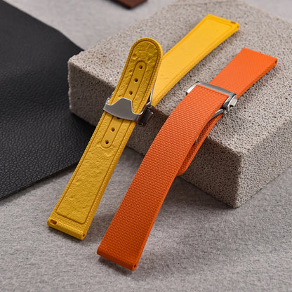 STAPELP suitable for Omega Swatch 20mm universal watch straps Black Blue FKM Rubber Quick Release Watch Band with Omega Folding Clasp