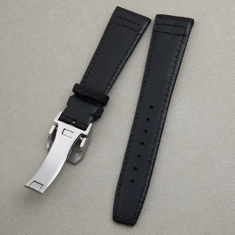 Universal Accessories Canvas and Leather Watch Strap for IWC PILOT Portugal Watch Strap 20mm 21mm 22mm Foldable Strap