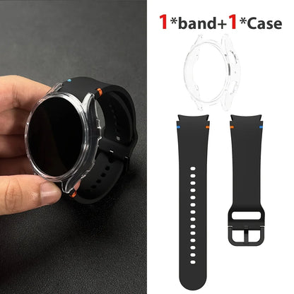 Set di 2 pezzi (cinturino e custodia) per Samsung Watch FE/7/6/5/4/5 Pro, stile punto piatto, compatibile con quadranti da 40/44/45mm, protezione anticaduta, confezione regalo