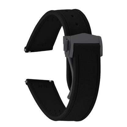 Premium Quality FKM Soft Rubber Watch Strap 20mm 21mm 22mm Sailcloth Texture Sport Band Quick Release Universal Watchband for DLug