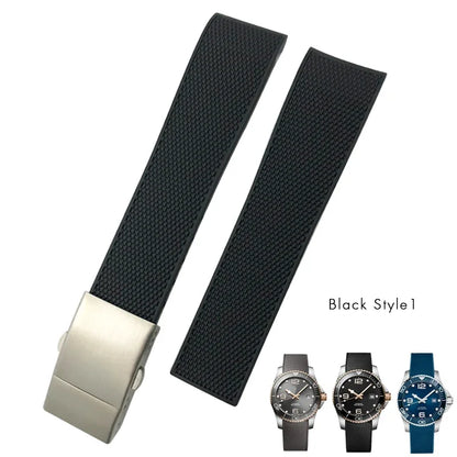 Cinturino per orologio in gomma di alta qualità, 19 mm 20 mm 21 mm 22 mm, adatto per Longines Hydroconquest L3 780 781 782 841, cinturino in silicone impermeabile