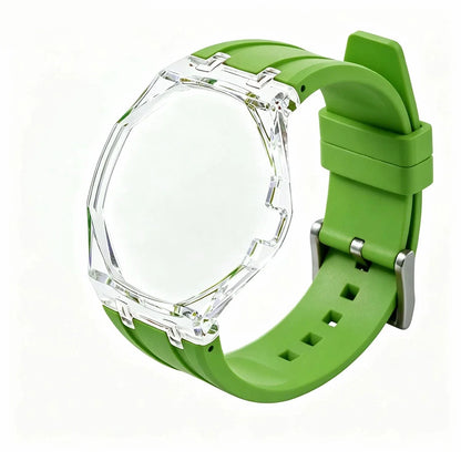 Cassa in plastica trasparente Glacier + cinturino in silicone per orologio da taschino AP X Swatch Royal Pop, trasformatore da orologio da taschino a cinturino in caucciù