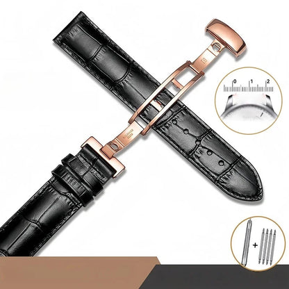 Tissot 真皮表带 - 适用于天梭 T41 力洛克、De Luca、优雅系列男士腕表，尺寸 18mm/19mm/2