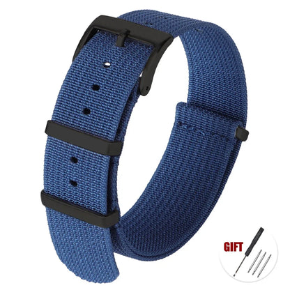 Cinturino per orologio in Nylon di alta qualità 20mm 22mm per orologio militare casual, fibbia nera, ricambio per cinturino sportivo militare, marrone, verde