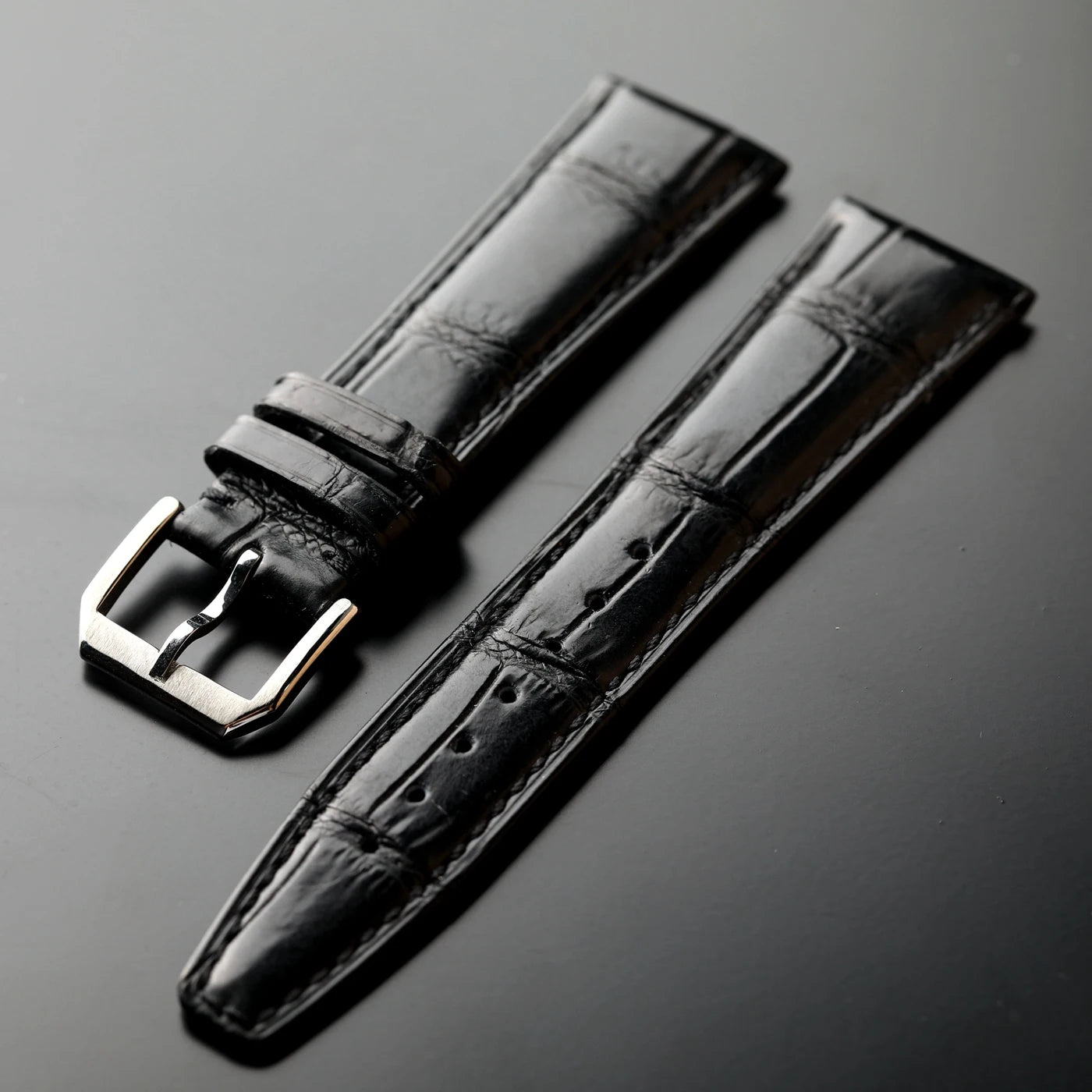 Cinturino in pelle di coccodrillo fatto a mano 20MM 21MM 22MM, pelle nera, cinturino di ricambio da uomo in pelle in stile retrò, compatibile con Pilot Mark