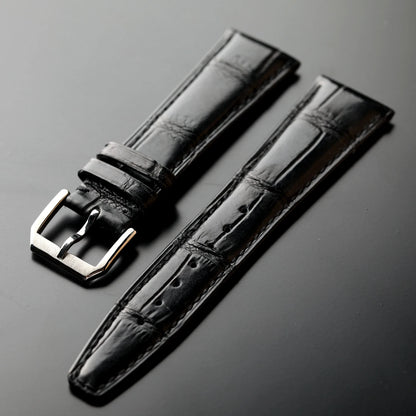 Cinturino in pelle di coccodrillo fatto a mano 20MM 21MM 22MM, pelle nera, cinturino di ricambio da uomo in pelle in stile retrò, compatibile con Pilot Mark