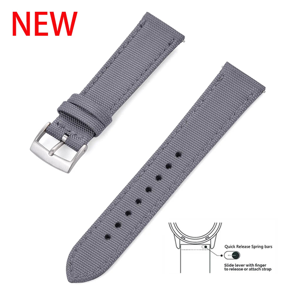 Leather and Nylon Watch Strap for Men and Women, 18mm 20mm 22mm, Quick Release, Universal, Suitable for Traditional Smartwatches
