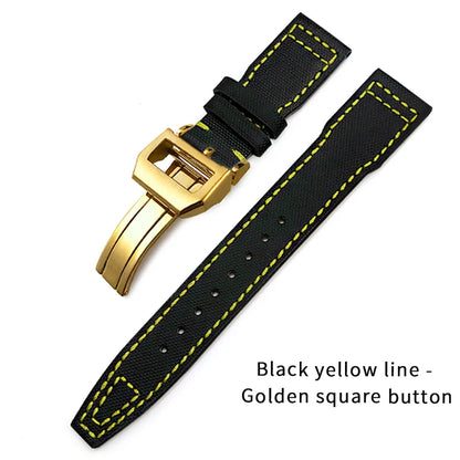 Bracelet de montre en cuir de Nylon 20mm 21mm 22mm pour montres IWC Big Pilot PORTOFINO IW3777 bracelet de montre en cuir de vache bleu vert noir rouge