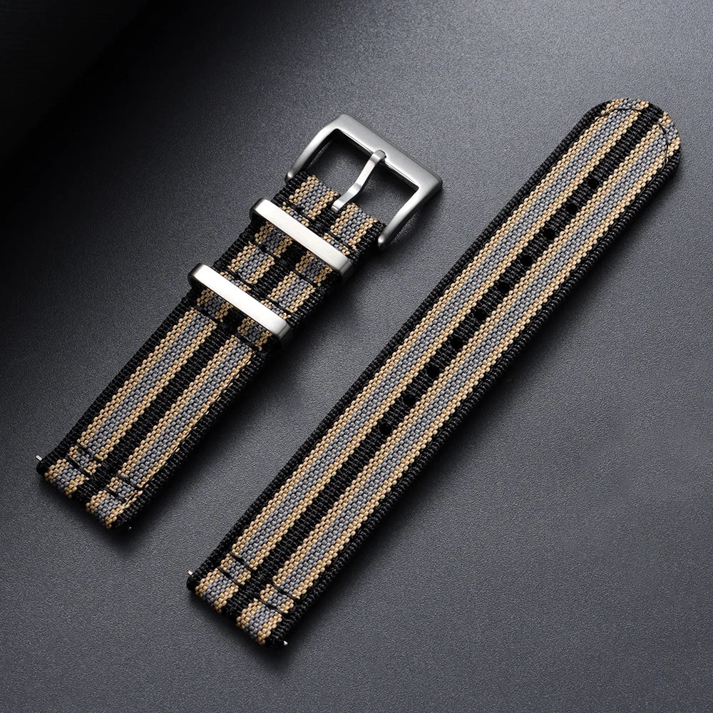Bracelet en nylon côtelé 20 mm 22 mm pour Tudor pour Omega, bracelet de montre en toile tissée pour homme, noir, militaire, sport, à libération rapide