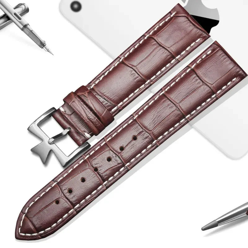 Cinturino universale in pelle da uomo, cinturino con motivo coccodrillo, primo strato, VachAndervc Constantin Heritage, 19mm, 21mm