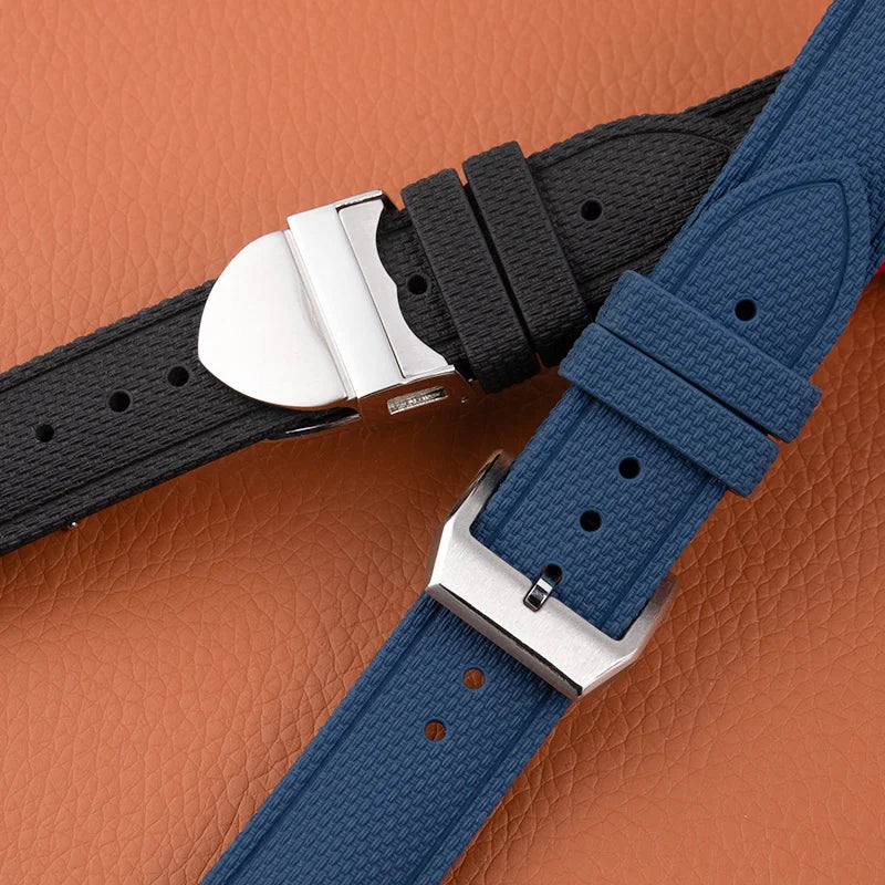 20mm 21mm 22mm Flexible Woven Fluoro Rubber Curved End Watch Band for Tudor 41mm Black Bay Panda 39mm 1958 PELAGOS