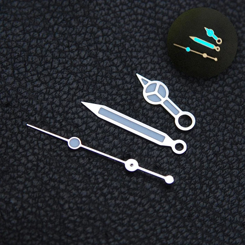 Blue-Green Luminous Silver Watch Hands (BGW9), Luminous Hands Suitable for NH35 NH36 Movement