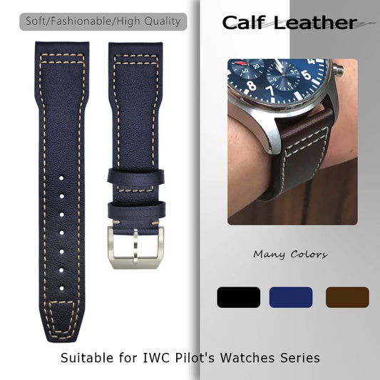 Bracelet en cuir de veau 20mm 21mm 22mm, pour montres IWC Big Pilot, Le Petit Prince Mark XVIII Portofino IW3777 3270