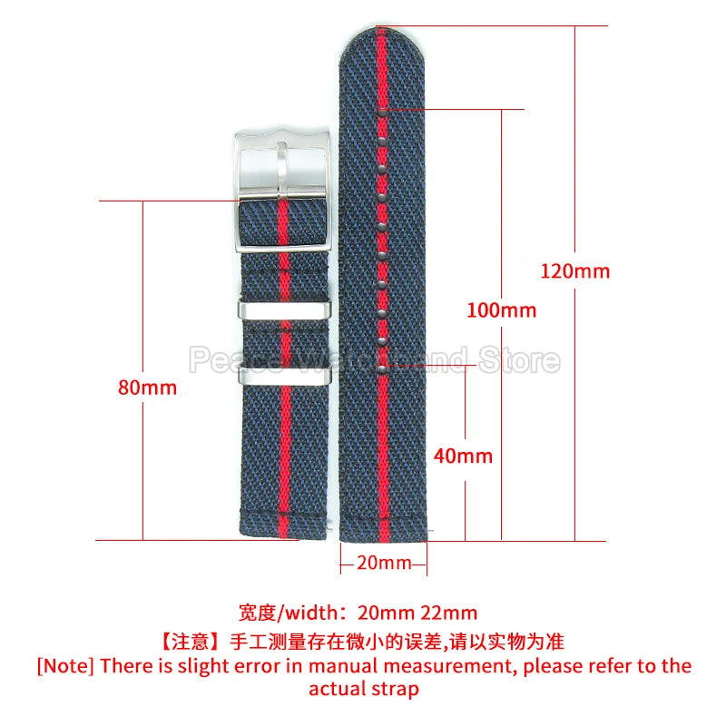 Bracelet en Nylon kaki bleu rouge 20 22mm, pour Tudor Black Bay Longines Seiko Citizen MIDO, résistant aux rides, facile à nettoyer