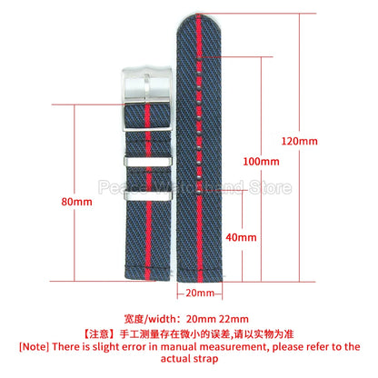 Bracelet en Nylon kaki bleu rouge 20 22mm, pour Tudor Black Bay Longines Seiko Citizen MIDO, résistant aux rides, facile à nettoyer